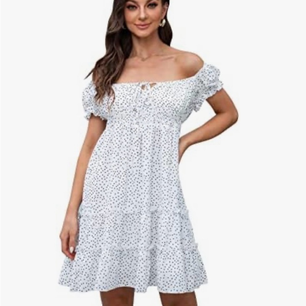 Baby Doll Dress with ruffle tiers size large off the shoulder